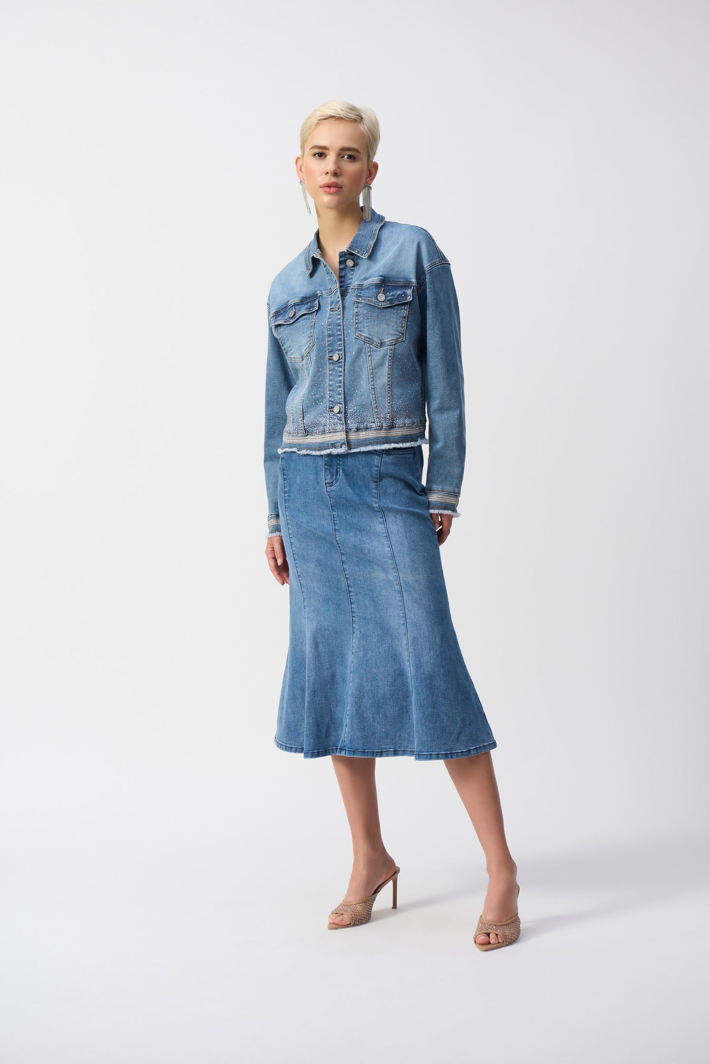 Joseph Ribkoff Spring 2025-251953-593-Jacket-Vintage Blue - The Coach Pyramids