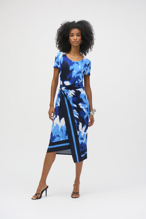 Joseph Ribkoff Summer 2025-252179-3801-Dress-Blue/Vanilla