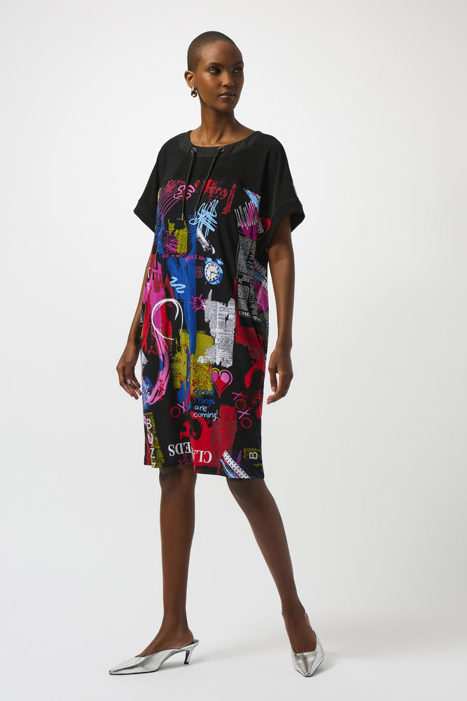 Joseph Ribkoff Fall 2025-2530332-178-Dress-Black/Multi - The Coach Pyramids