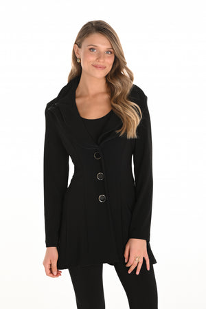 Frank Lyman Fall 2025-253045-100-Knit Jacket-Black - The Coach Pyramids