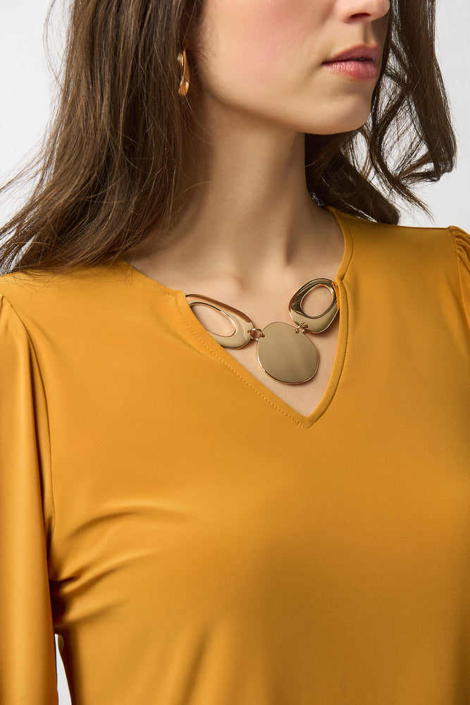 Joseph Ribkoff Fall 2025-253117-4430-Top-Medallion - The Coach Pyramids