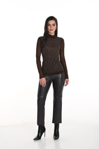 Frank Lyman Fall 2025-253135-935-Polyurethane Pant-Chocolate - The Coach Pyramids