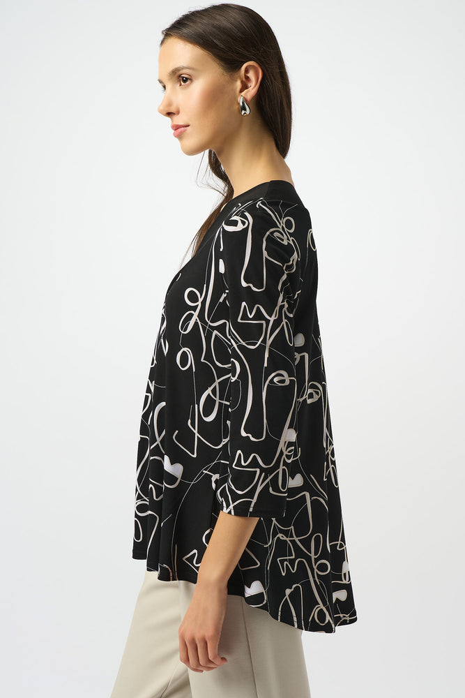 Joseph Ribkoff Fall 2025-253138-3882-Top-Black/Moonstone - The Coach Pyramids