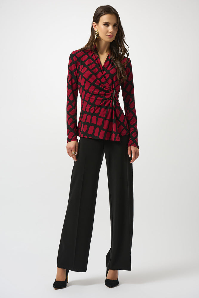 Joseph Ribkoff Fall 2025-253139-250-Top-Black/Red - The Coach Pyramids