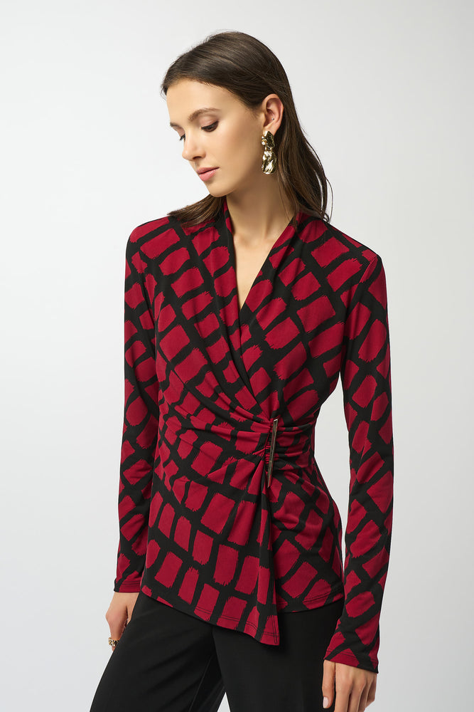Joseph Ribkoff Fall 2025-253139-250-Top-Black/Red - The Coach Pyramids