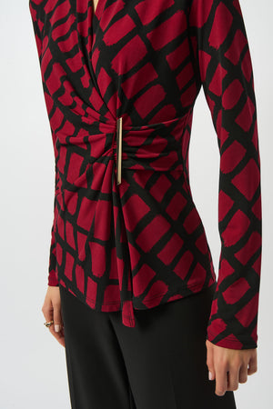 Joseph Ribkoff Fall 2025-253139-250-Top-Black/Red - The Coach Pyramids