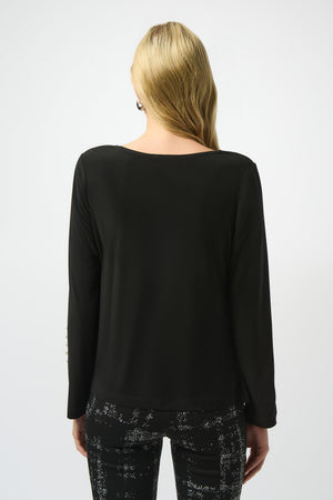 Joseph Ribkoff Fall 2025-253215-11-Top-Black - The Coach Pyramids