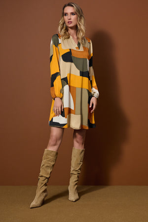 Joseph Ribkoff Fall 2025-253218-178-Dress-Black/Multi - The Coach Pyramids