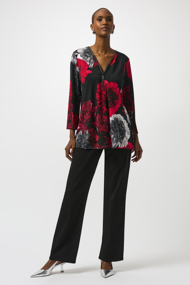 Joseph Ribkoff Fall 2025-253224-250-Tunic-Black/Red - The Coach Pyramids