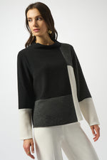 Joseph Ribkoff Fall 2025-253236-4452-Top-Black/Winter White/Grey - The Coach Pyramids