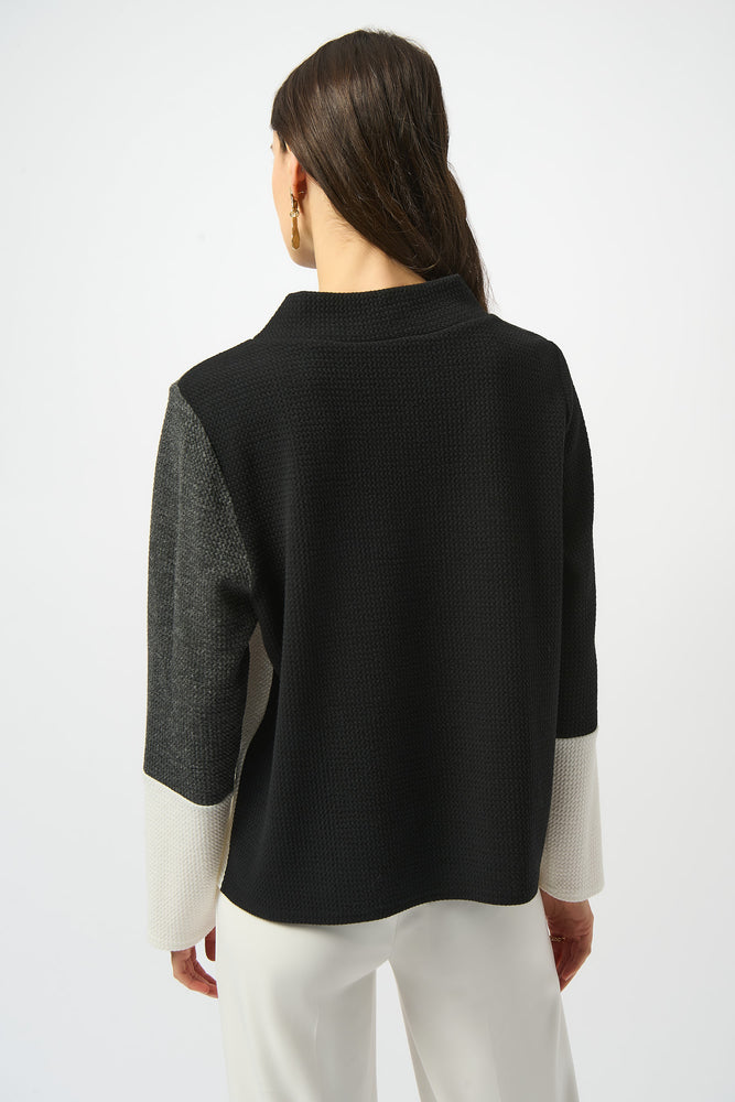 Joseph Ribkoff Fall 2025-253236-4452-Top-Black/Winter White/Grey - The Coach Pyramids