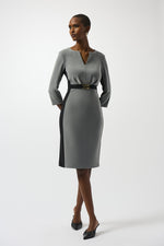 Joseph Ribkoff Fall 2025-253264-3533-Dress-Grey Melange/Black - The Coach Pyramids