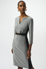 Joseph Ribkoff Fall 2025-253264-3533-Dress-Grey Melange/Black - The Coach Pyramids