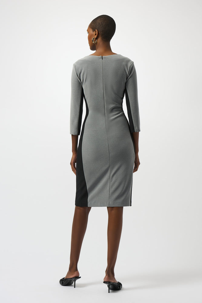 Joseph Ribkoff Fall 2025-253264-3533-Dress-Grey Melange/Black - The Coach Pyramids