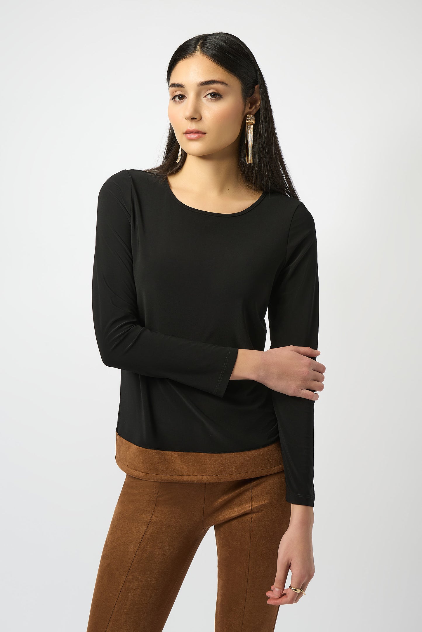 Joseph Ribkoff Winter 2025-253273-262-Top-Black/Brown - The Coach Pyramids