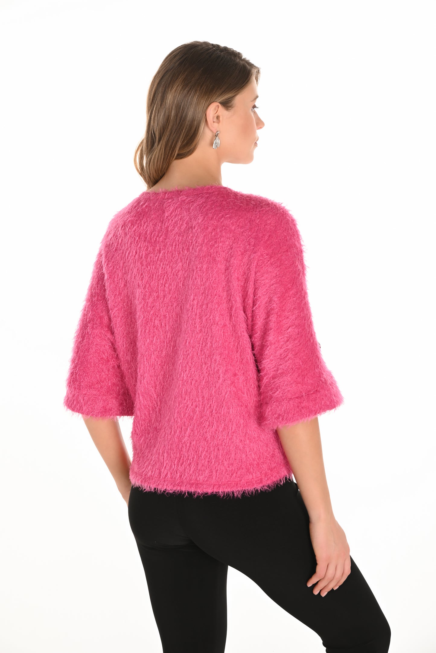 Frank Lyman Fall 2025-253297-417-Knit Top-Fuchsia - The Coach Pyramids
