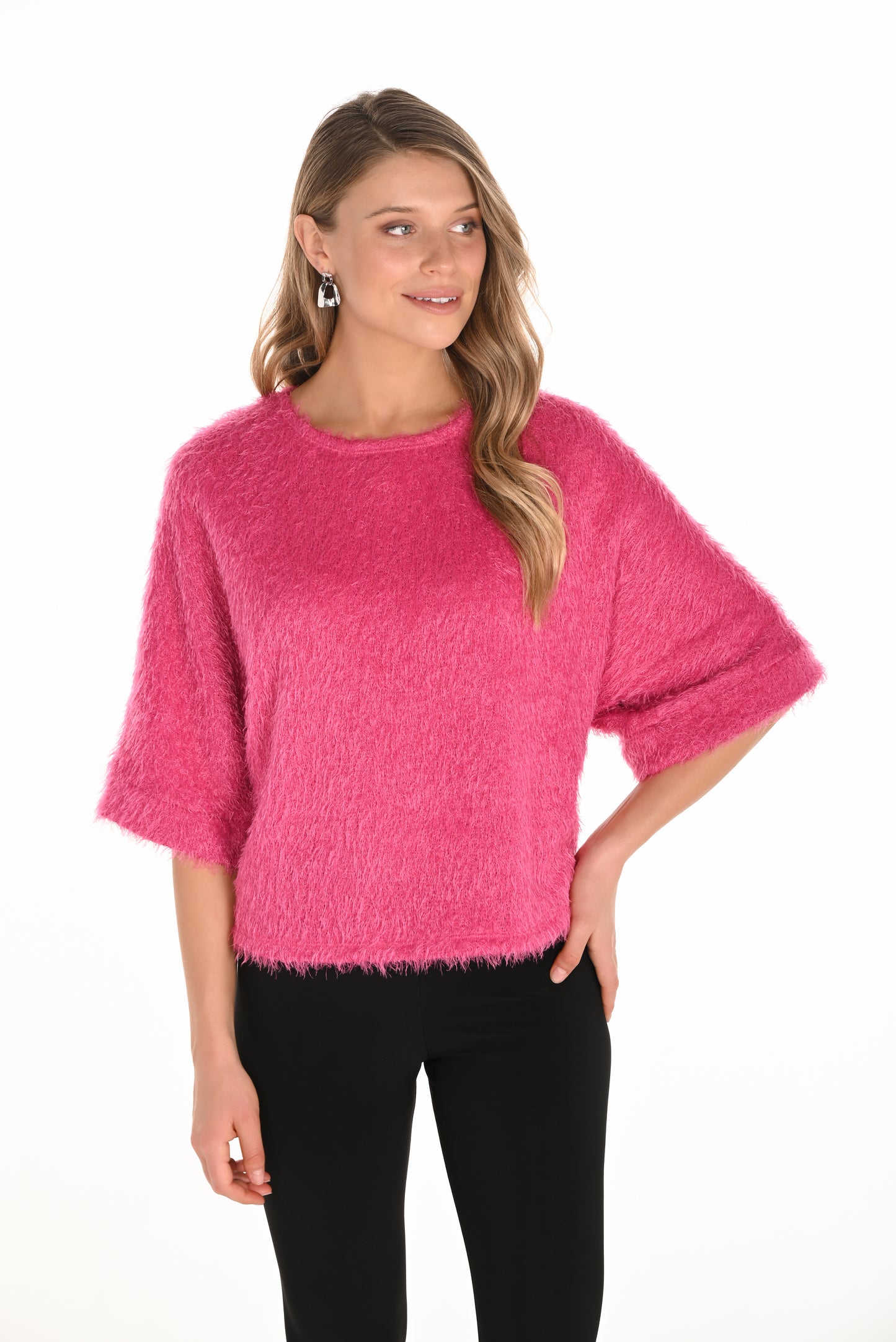 Frank Lyman Fall 2025-253297-417-Knit Top-Fuchsia - The Coach Pyramids
