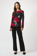 Joseph Ribkoff Fall 2025-253301-250-Top-Black/Red - The Coach Pyramids