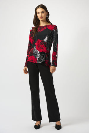 Joseph Ribkoff Fall 2025-253301-250-Top-Black/Red - The Coach Pyramids