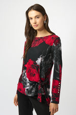 Joseph Ribkoff Fall 2025-253301-250-Top-Black/Red - The Coach Pyramids