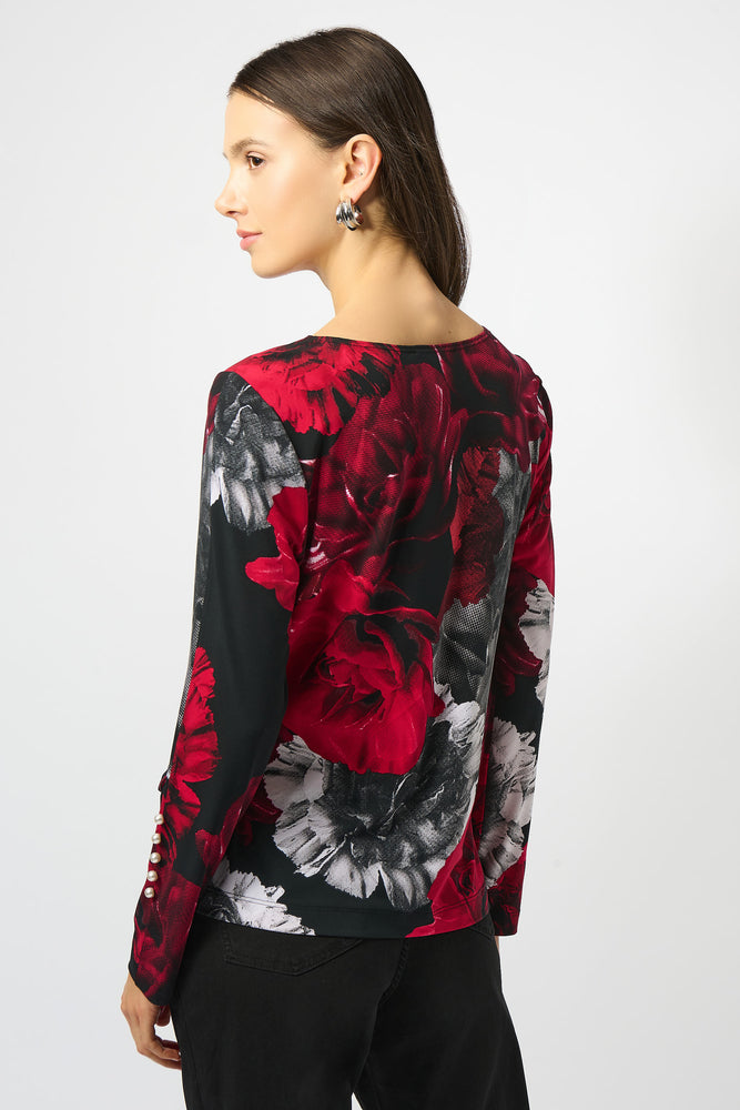 Joseph Ribkoff Fall 2025-253301-250-Top-Black/Red - The Coach Pyramids