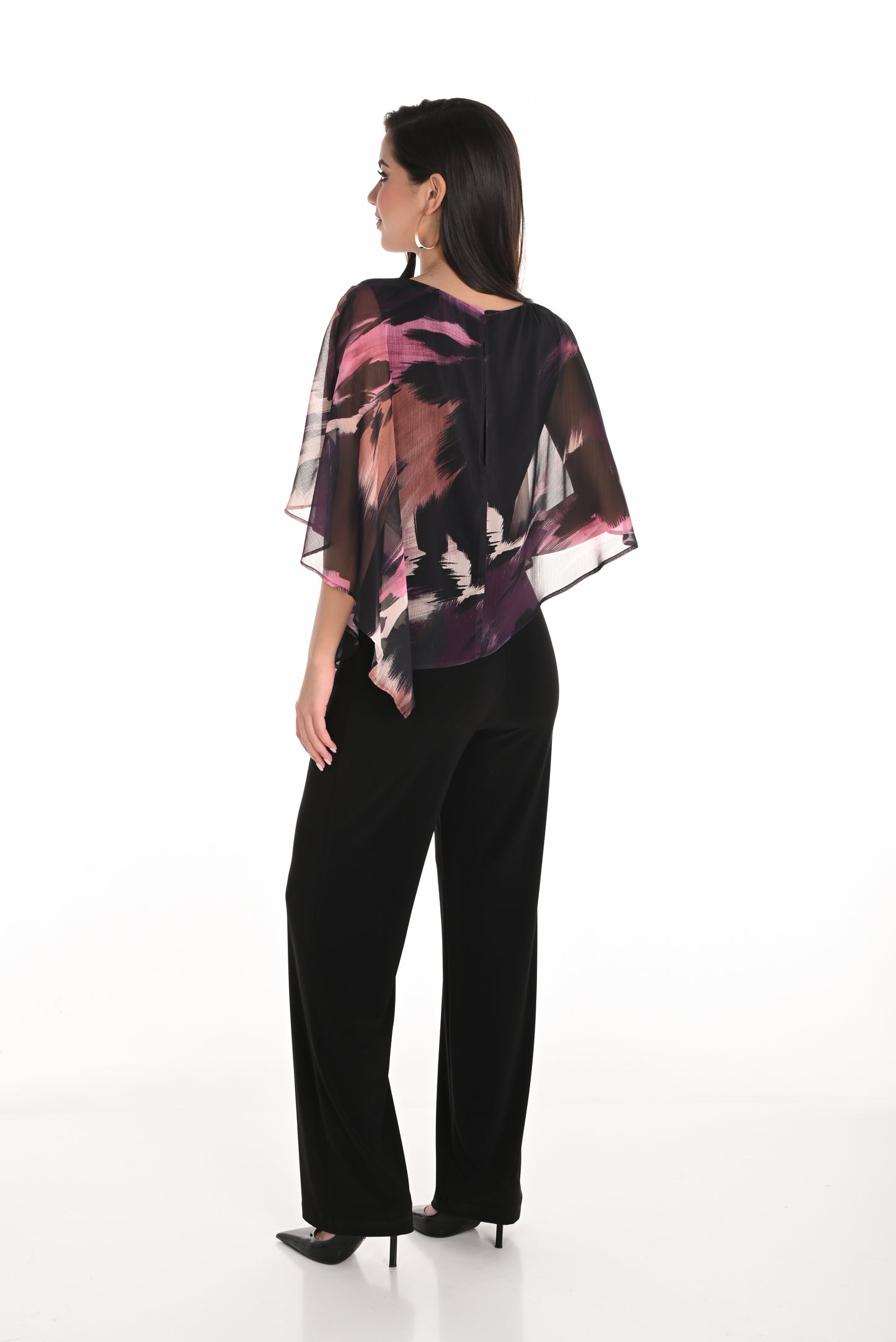 Frank Lyman Fall 2025-253396-3096-Knit Jump Suit-Purple/Black - The Coach Pyramids