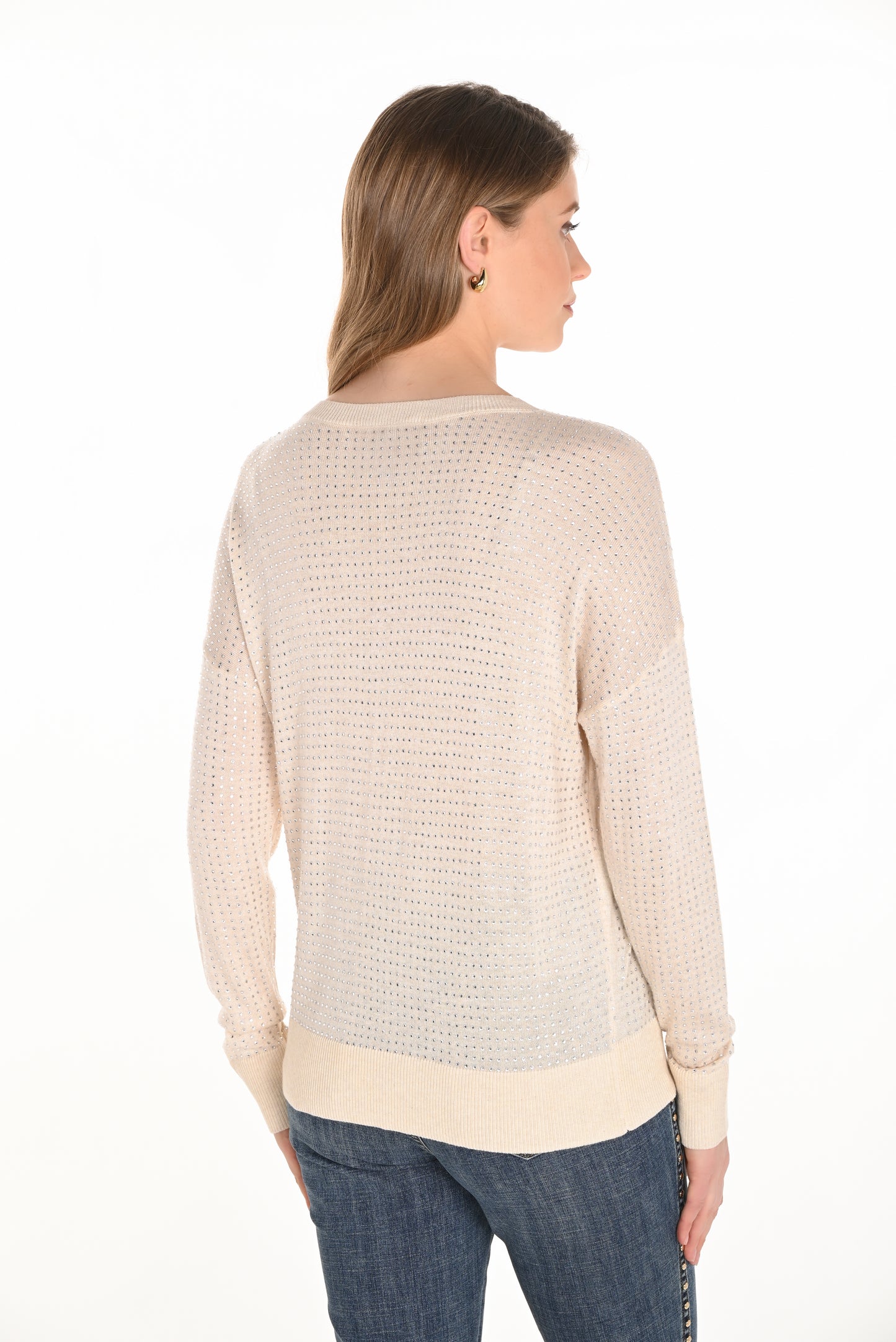 Frank Lyman Fall 2025-253701-901-Knit Top-Beige - The Coach Pyramids