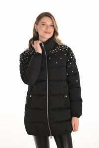 Frank Lyman Fall 2025-253714-100-Woven Coat-Black - The Coach Pyramids