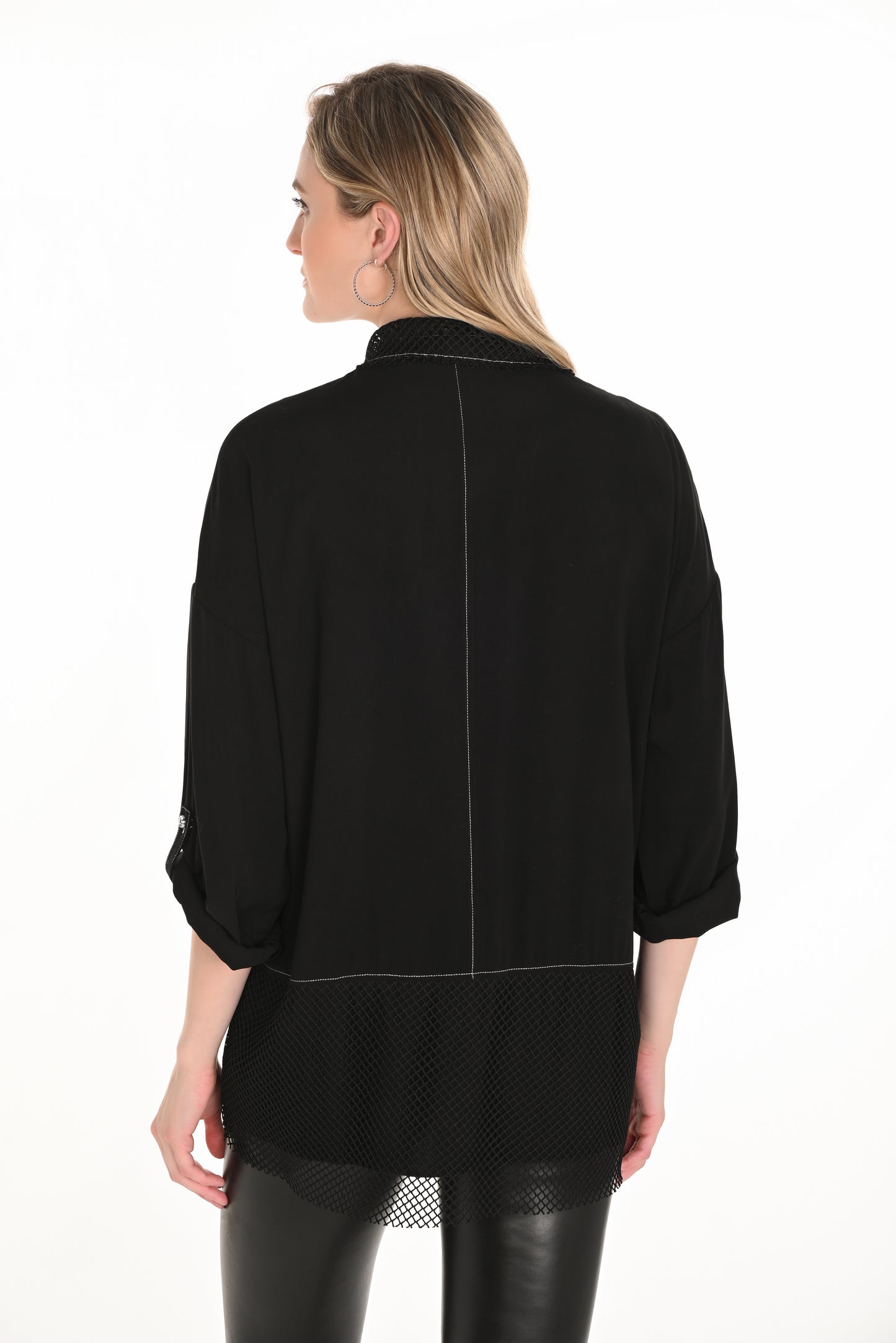 Frank Lyman Fall 2025-253747-100-Woven Top-Black - The Coach Pyramids