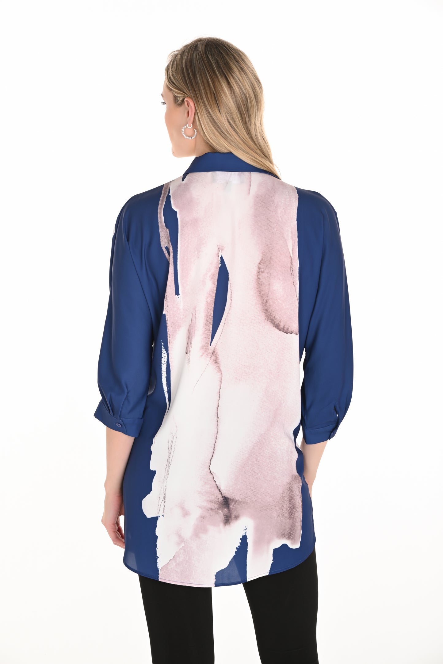 Frank Lyman Fall 2025-253751-3143-Woven Top-Indigo/Mauve - The Coach Pyramids