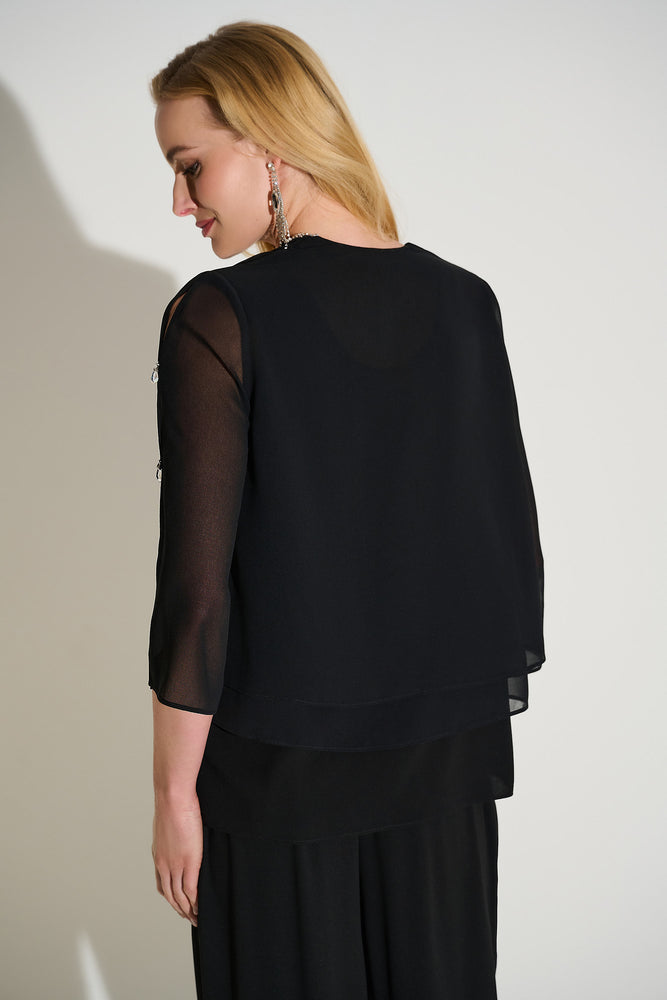 Joseph Ribkoff Fall 2025-253755-11-2 PC Top-Black - The Coach Pyramids