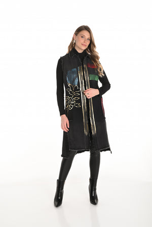 Frank Lyman Fall 2025-253762-1067-Woven Vest-Black/Multi - The Coach Pyramids