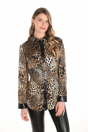 Frank Lyman Fall 2025-253782-915-Woven Blouse-Leopard - The Coach Pyramids