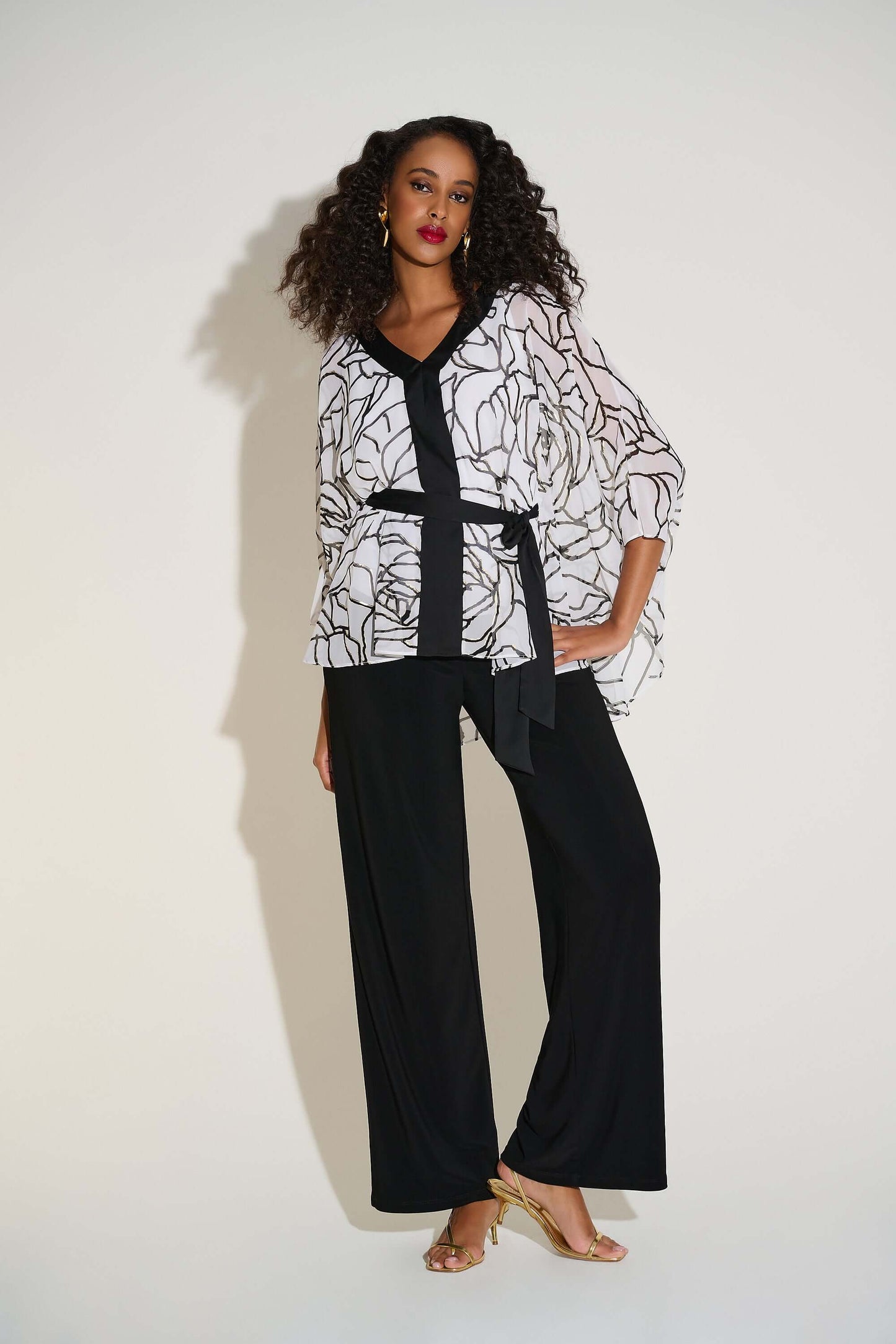 Joseph Ribkoff Fall 2025-253795-1846-Top-Vanilla/Black - The Coach Pyramids