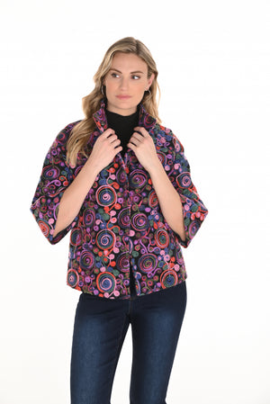 Frank Lyman Fall 2025-253830-3149-Knit Jacket-Purple/Multi - The Coach Pyramids