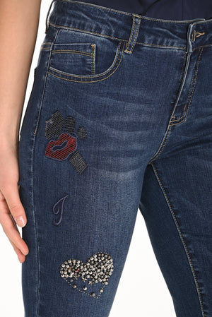 Frank Lyman Fall 2025-253863-305-Woven Denim Pant-Blue - The Coach Pyramids