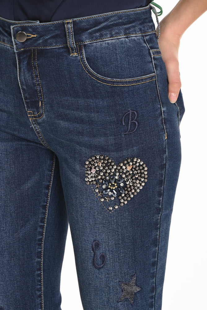 Frank Lyman Fall 2025-253863-305-Woven Denim Pant-Blue - The Coach Pyramids