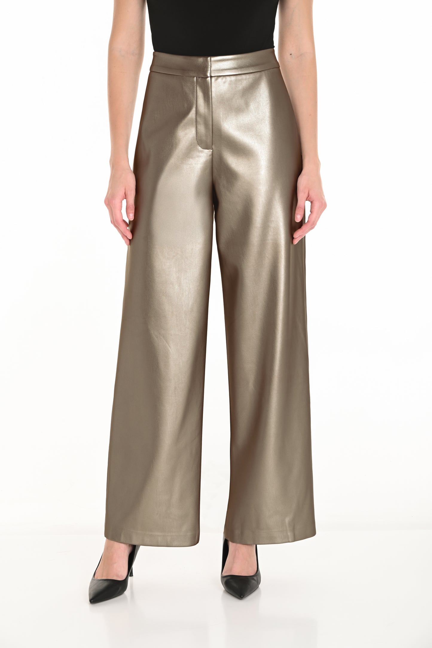 Frank Lyman Fall 2025-253875-116-Polyurethane Pant-Pewter Metallic - The Coach Pyramids
