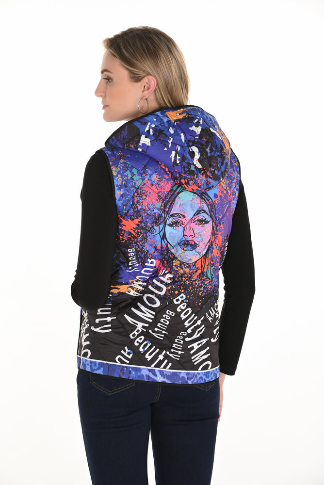 Frank Lyman Fall 2025-253879-1067-Woven Vest-Black/Multi - The Coach Pyramids