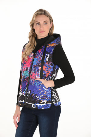 Frank Lyman Fall 2025-253879-1067-Woven Vest-Black/Multi - The Coach Pyramids