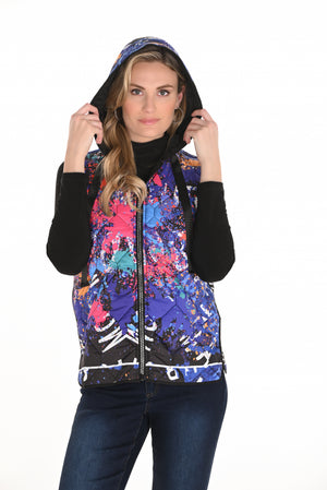 Frank Lyman Fall 2025-253879-1067-Woven Vest-Black/Multi - The Coach Pyramids