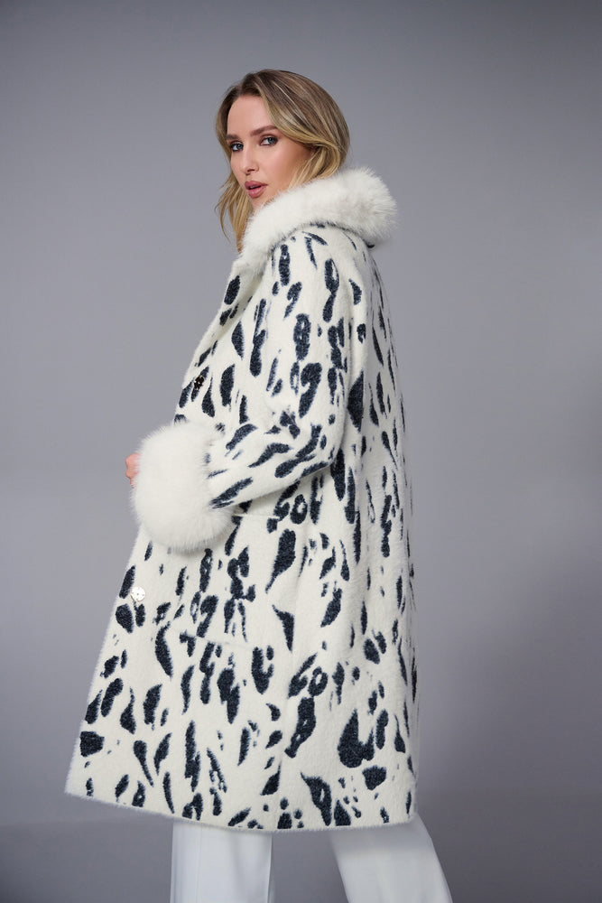 Joseph Ribkoff Fall 2025-253904-4291-Coat-Winter White/Black - The Coach Pyramids