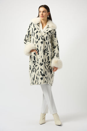 Joseph Ribkoff Fall 2025-253904-4291-Coat-Winter White/Black - The Coach Pyramids