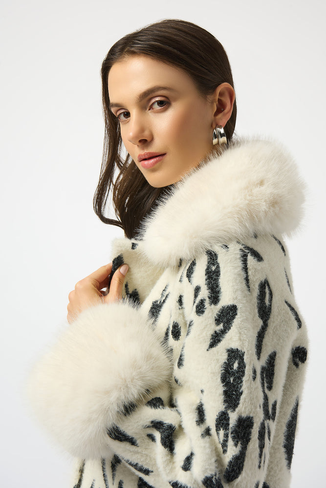 Joseph Ribkoff Fall 2025-253904-4291-Coat-Winter White/Black - The Coach Pyramids