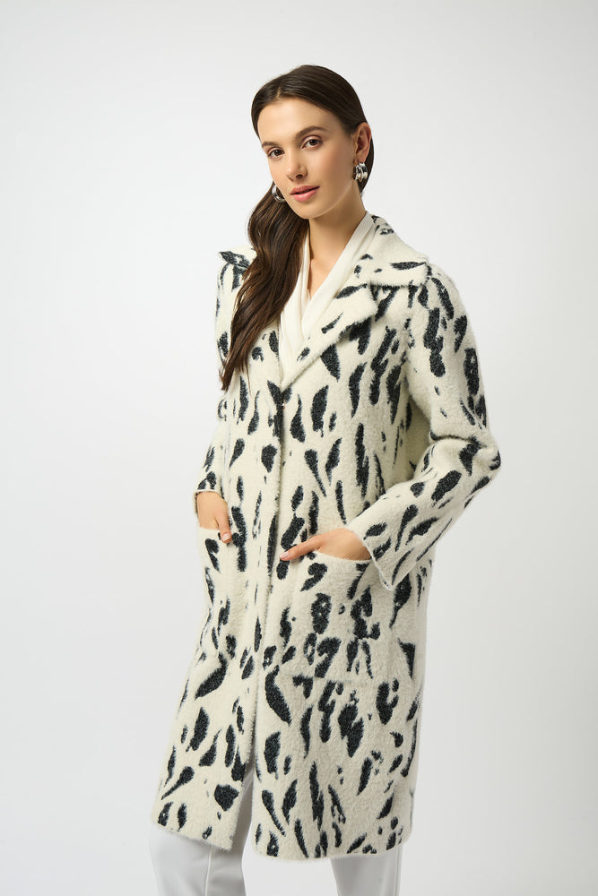 Joseph Ribkoff Fall 2025-253904-4291-Coat-Winter White/Black - The Coach Pyramids