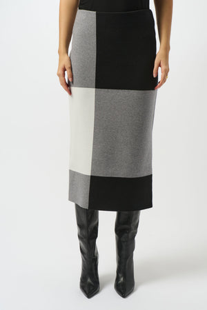 Joseph Ribkoff Fall 2025-253908-2135-Skirt-Black/Grey/Vanilla - The Coach Pyramids