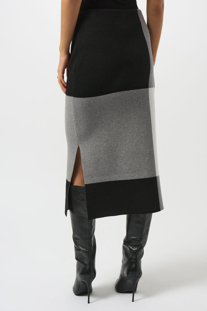 Joseph Ribkoff Fall 2025-253908-2135-Skirt-Black/Grey/Vanilla - The Coach Pyramids