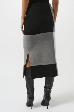 Joseph Ribkoff Fall 2025-253908-2135-Skirt-Black/Grey/Vanilla - The Coach Pyramids