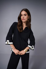Joseph Ribkoff Fall 2025-253909-110-Top-Black/Vanilla - The Coach Pyramids