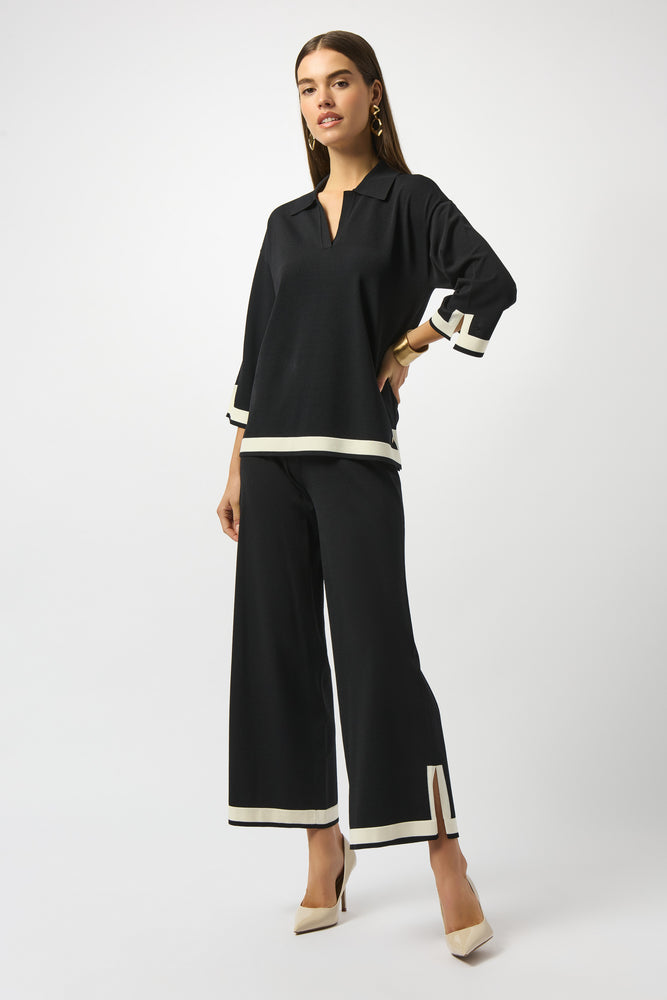 Joseph Ribkoff Fall 2025-253909-110-Top-Black/Vanilla - The Coach Pyramids